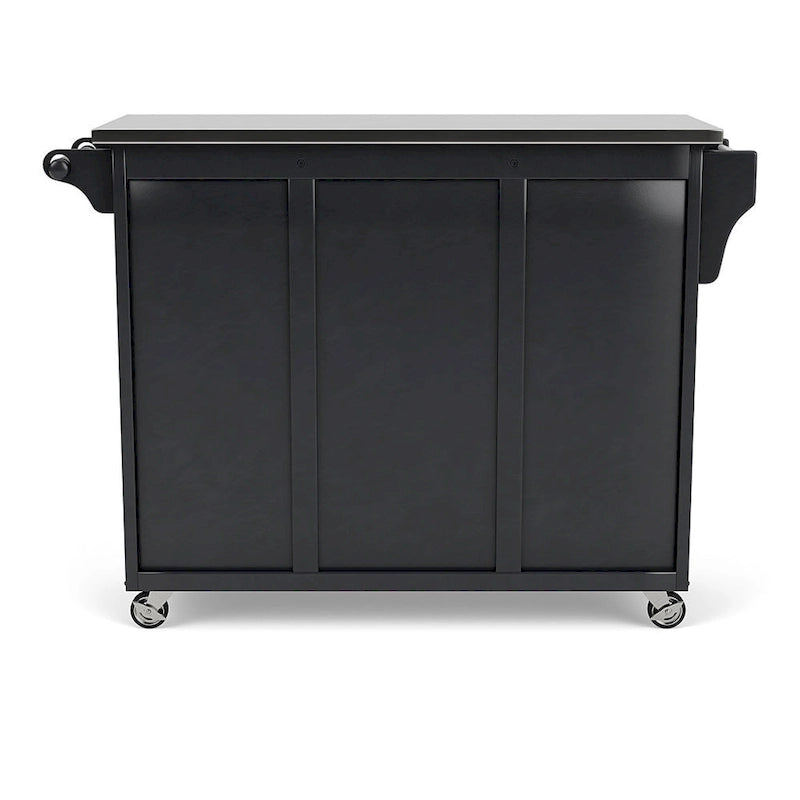 Black Kitchen Cart with Stainless Steel Top, Single User