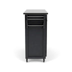 Black Kitchen Cart with Stainless Steel Top, Single User