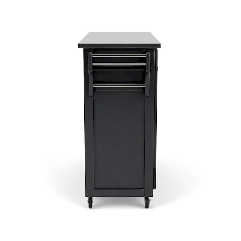 Black Kitchen Cart with Stainless Steel Top, Single User