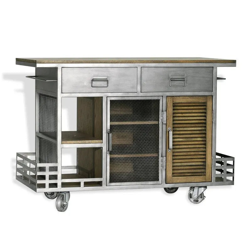 Brown Portable Kitchen Island, Wood Top
