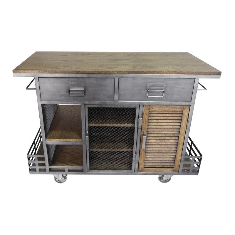 Brown Portable Kitchen Island, Wood Top