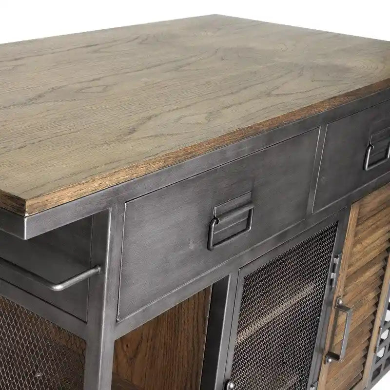 Brown Portable Kitchen Island, Wood Top