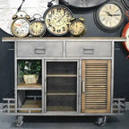 Brown Portable Kitchen Island, Wood Top