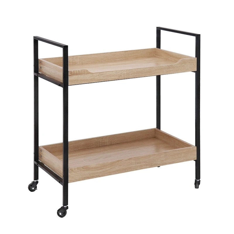 White Oak 2-Tier Kitchen Cart on Wheels
