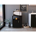 Black Single-Door Microwave Cabinet with 3 Side Shelves
