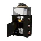 Black Single-Door Microwave Cabinet with 3 Side Shelves