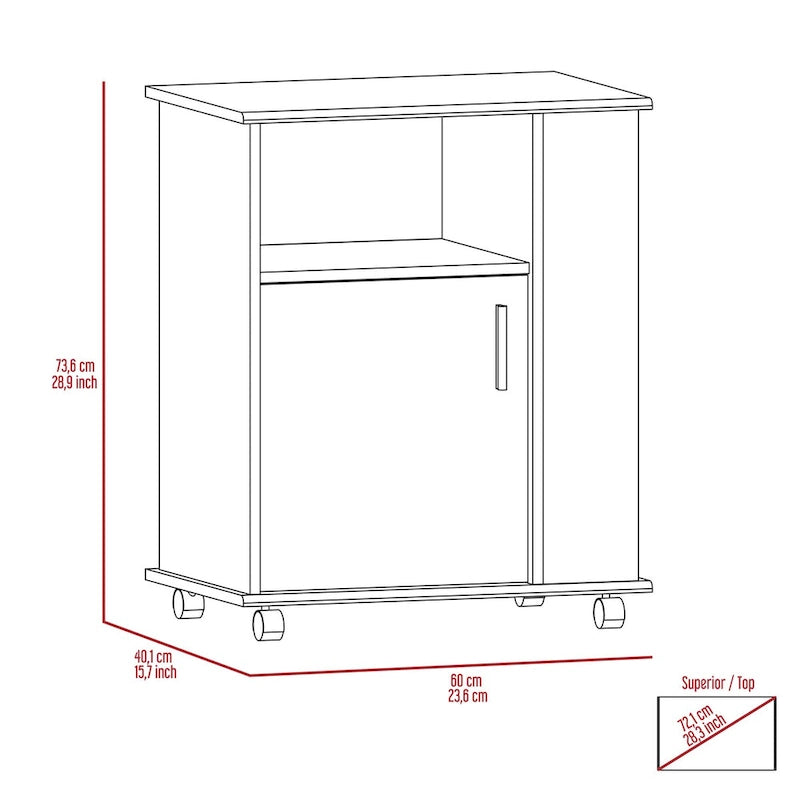 Black Single-Door Microwave Cabinet with 3 Side Shelves