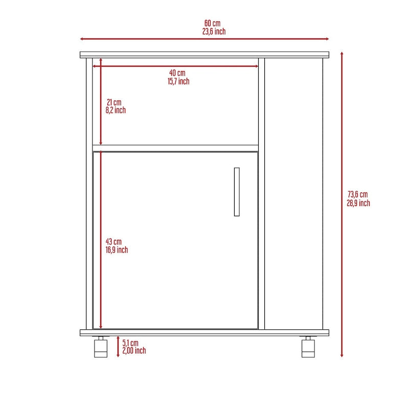 Black Single-Door Microwave Cabinet with 3 Side Shelves