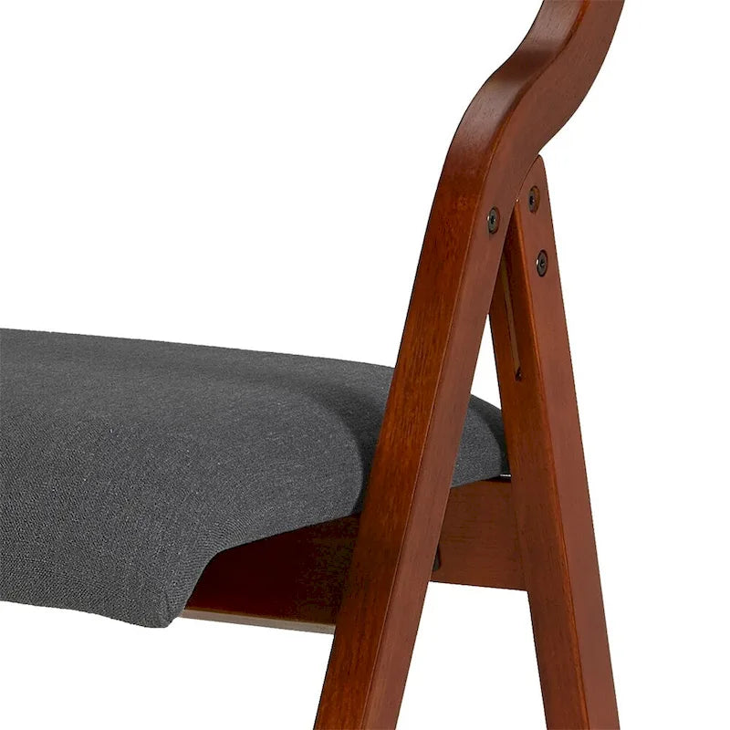 Upholstered Folding Dining Chair with Wood Legs (Set Of 2)