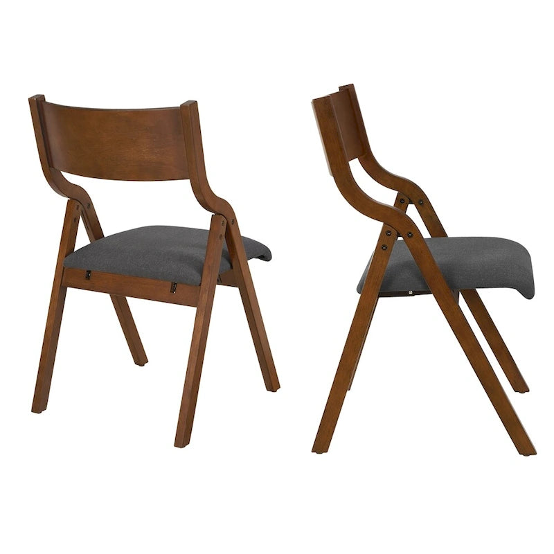 Upholstered Folding Dining Chair with Wood Legs (Set Of 2)