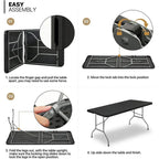 SUGIFT 6 ft Plastic Folding Table Portable Fold-in-Half Table
