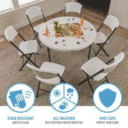 Lifetime 48 inch Round Nesting Table, Indoor/Outdoor Light Commercial Grade, White