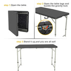 SUGIFT 4 Foot Folding Table Black Indoor Outdoor Folding Card Table
