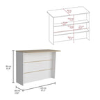 White Light Pine Kitchen Island with Seating, Wood Top