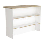 White Light Pine Kitchen Island with Seating, Wood Top