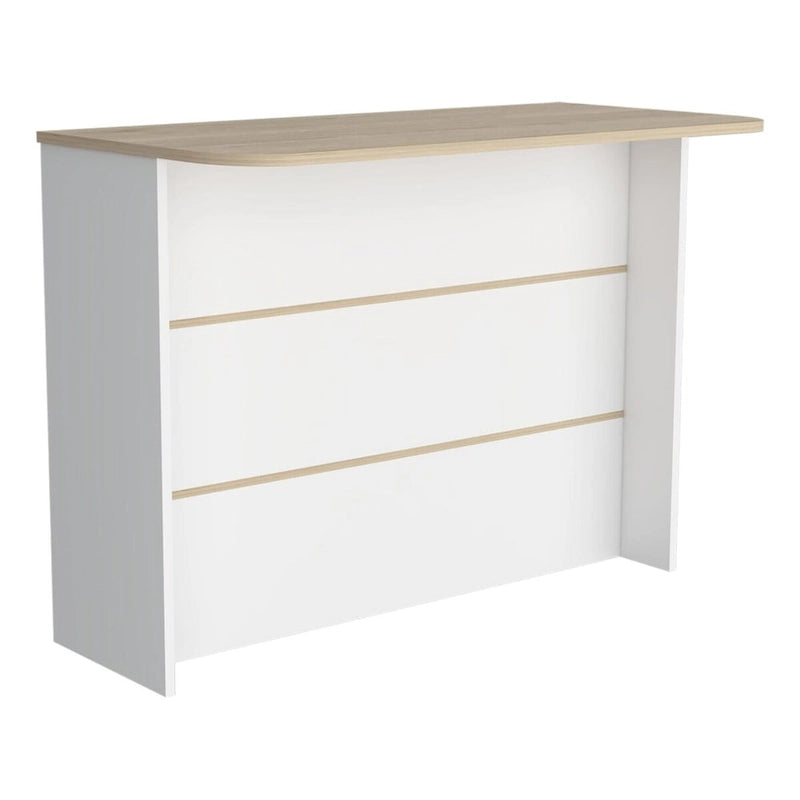 White Light Pine Kitchen Island with Seating, Wood Top