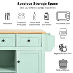 Mint Green Rolling Kitchen Cart with Wood Countertop, 1-Person
