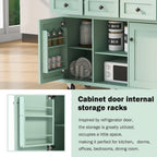 Mint Green Rolling Kitchen Cart with Drop-Leaf Countertop, for 2 – 5 Wheels