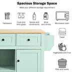 Mint Green Rolling Kitchen Cart with Drop-Leaf Countertop, for 2 – 5 Wheels