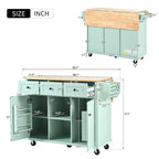 Mint Green Rolling Kitchen Cart with Drop-Leaf Countertop, for 2 – 5 Wheels
