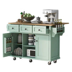 Mint Green Rolling Kitchen Cart with Drop-Leaf Countertop, for 2 – 5 Wheels