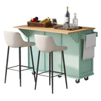 Mint Green Rolling Kitchen Cart with Drop-Leaf Countertop, for 2 – 5 Wheels