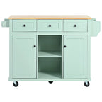 Mint Green Rolling Kitchen Cart with Drop-Leaf Countertop, for 2 – 5 Wheels