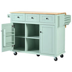 Mint Green Rolling Kitchen Cart with Drop-Leaf Countertop, for 2 – 5 Wheels