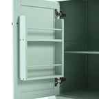 Mint Green Rolling Kitchen Cart with Drop-Leaf Countertop, for 2 – 5 Wheels
