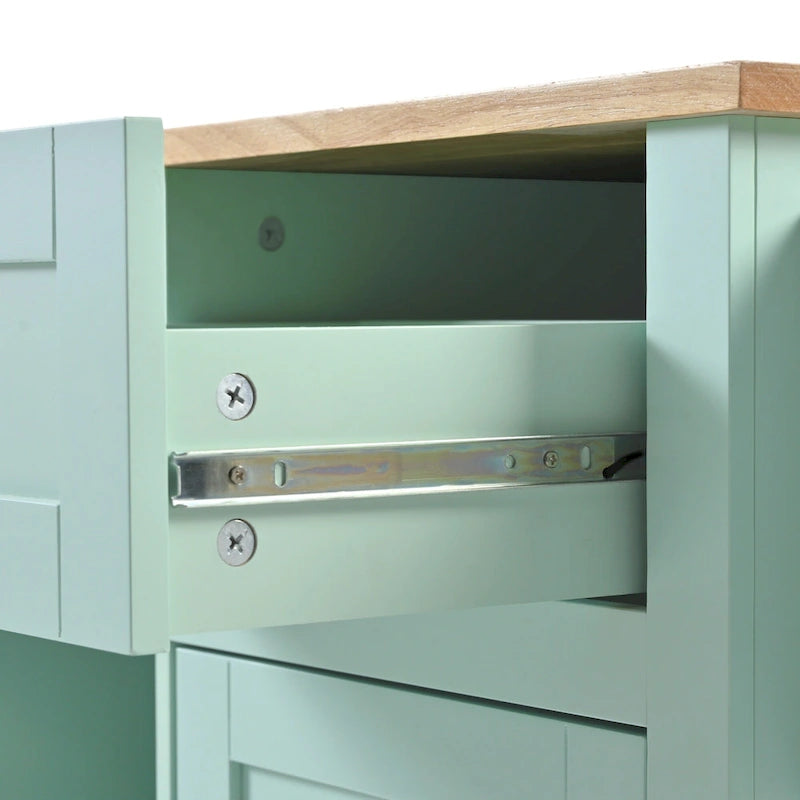 Mint Green Rolling Kitchen Cart with Drop-Leaf Countertop, for 2 – 5 Wheels